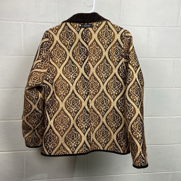 VTG Khangura Reversible Tapestry Jacket Women's Large *UNIQUE ITEM* Brown‎ Gold - Picture 10 of 10